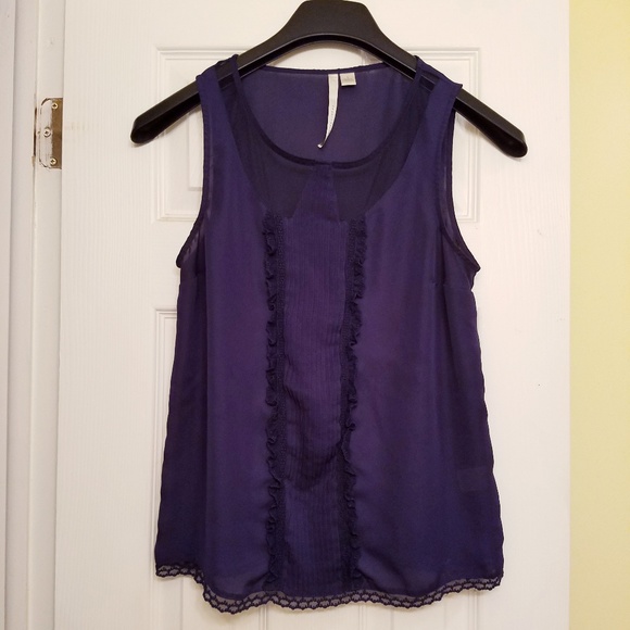 LC Lauren Conrad Tops - LC Lauren Conrad Navy Blue Sleeveless Blouse